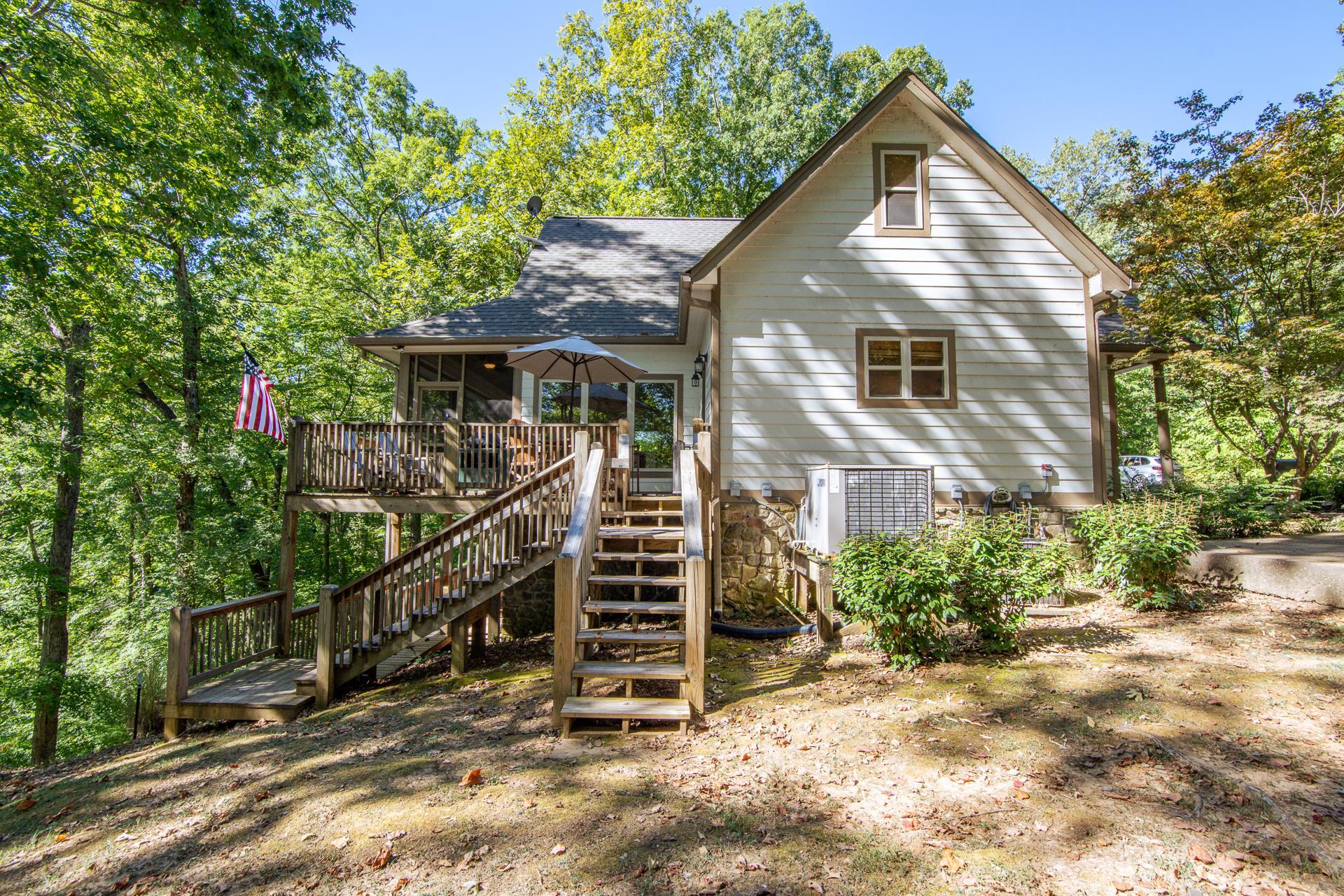 120 Pier Point Savannah, TN 38372 - Photo 5 of 38 Rear view of house with stairs, a wooden deck, and roof with shingles