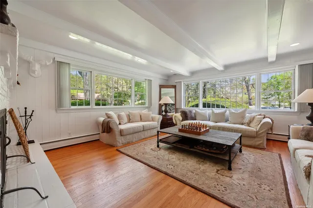 a living room with furniture and a rug