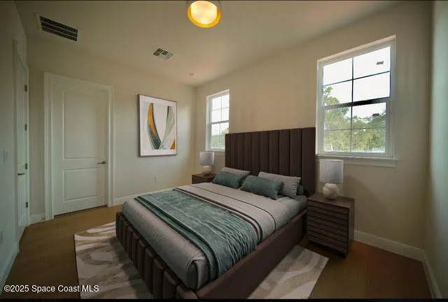 an empty room with windows