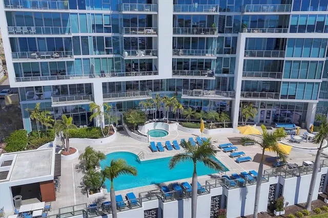 a view of a lake with a city