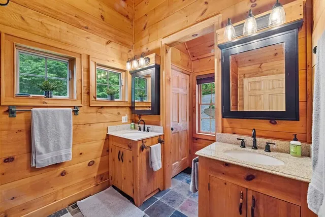 a view of balcony with wooden floor