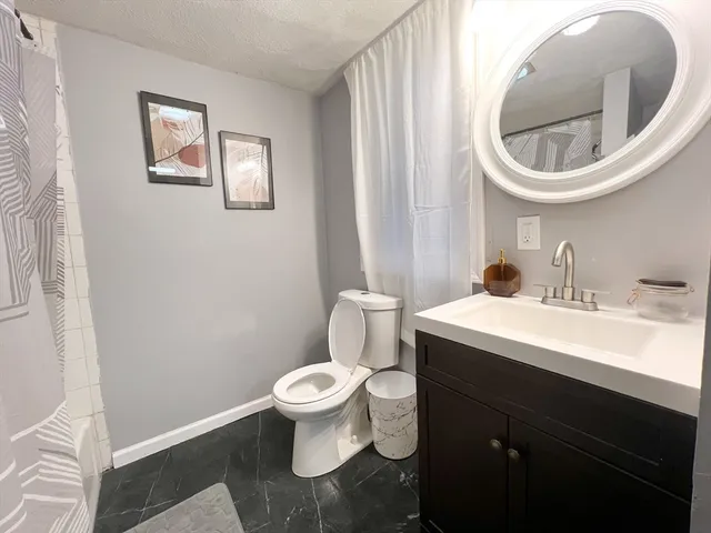 a bathroom with a toilet a sink and mirror