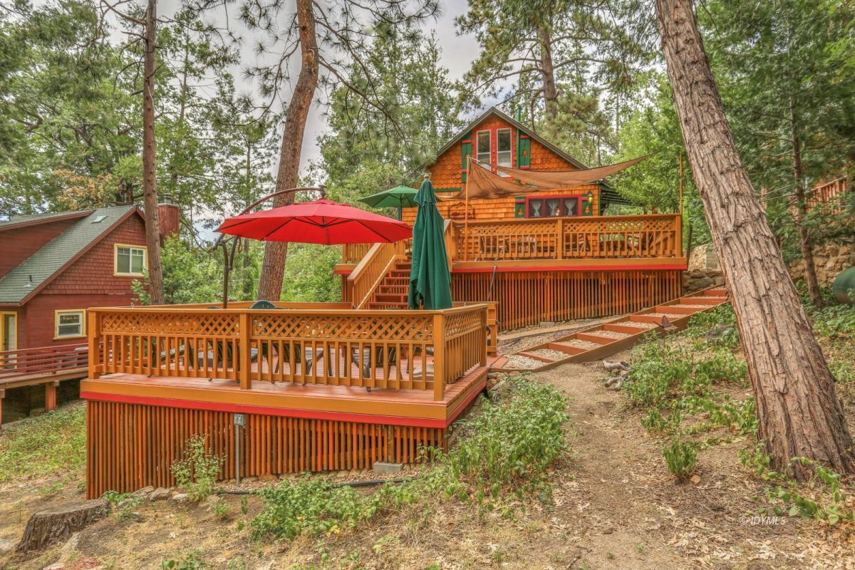 55255 Daryll Road Idyllwild, CA 92549 - Photo 31 of 41 a view of a house with a yard and wooden fence