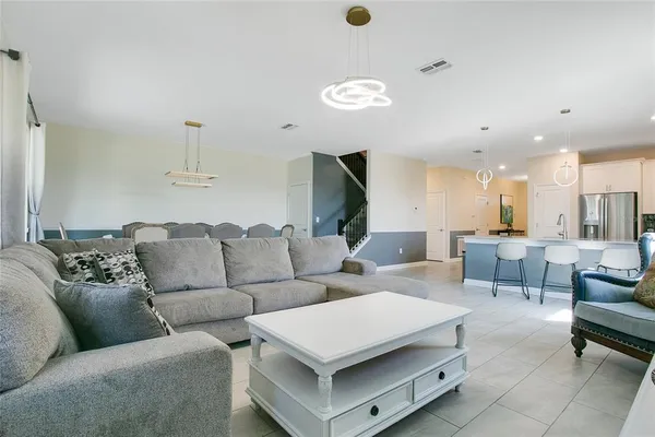 a living room with furniture