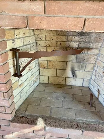 a living room with a fireplace