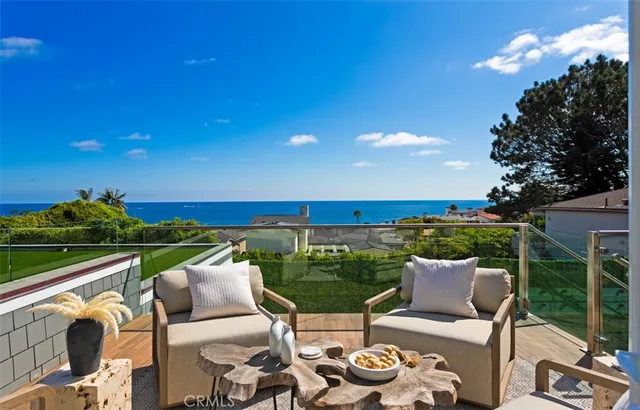a view of a patio with furniture