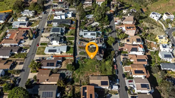 an aerial view of a building