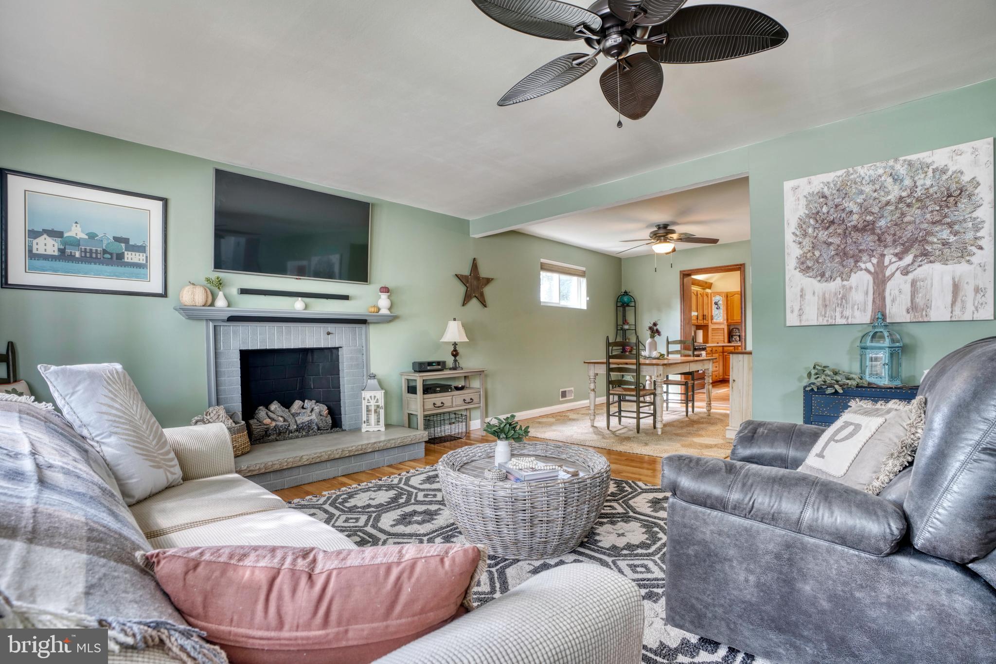 Living room features gas fireplace