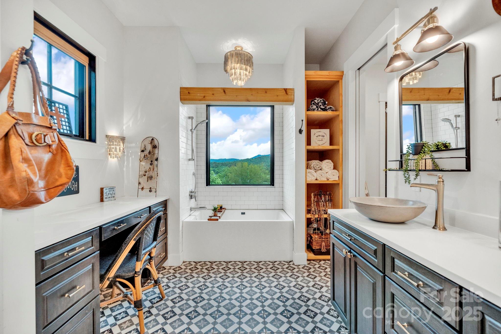 23 Windy Ridge Fairview, NC 28730 - Photo 23 of 47 a bathroom with a sink a vanity and a bathtub