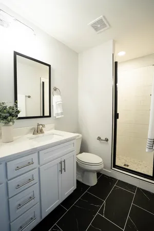 a bathroom with a shower