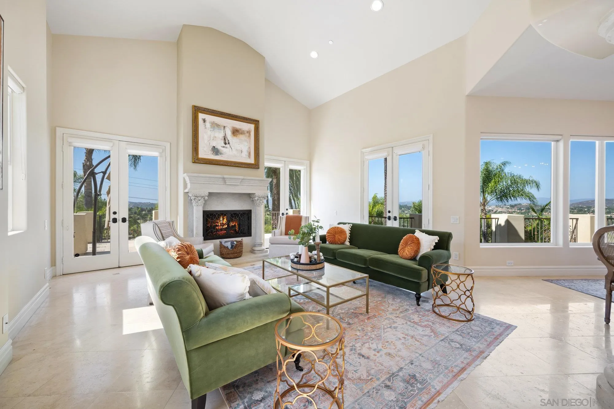 16110 Lakeview Road Poway, CA 92064 - Photo 9 of 51 a living room with furniture a large window and a fireplace