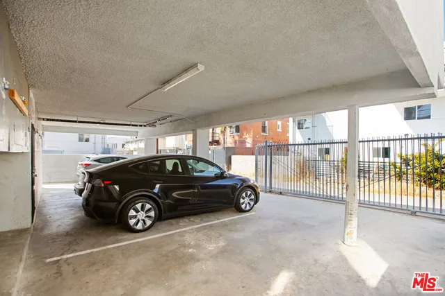 a view of a car in garage