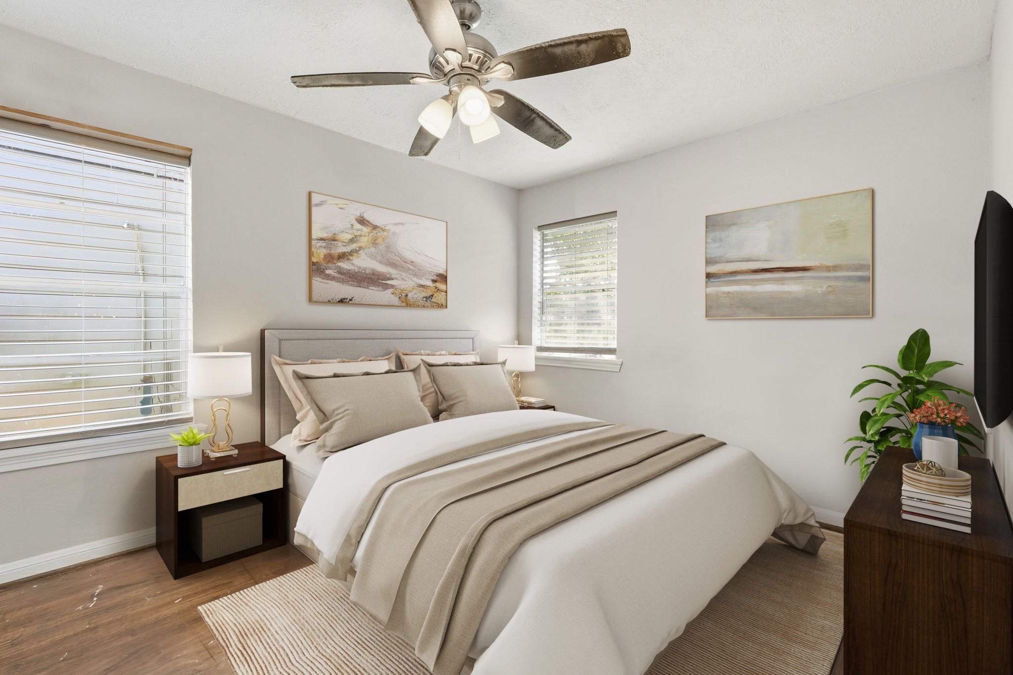 5110 Perry Street Houston, TX 77021 - Photo 9 of 15 a bedroom with bed painting on the wall and a window