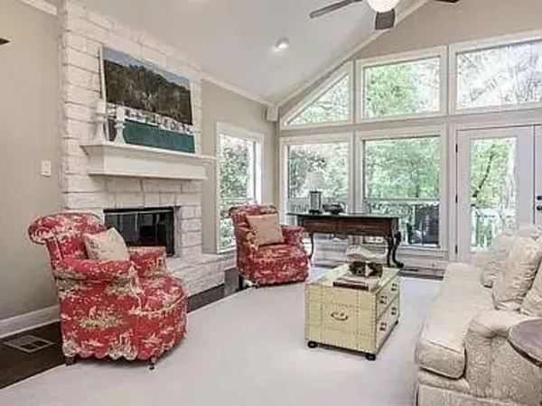 a view of outdoor space with seating