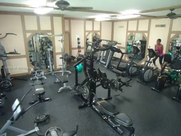 a view of a room with gym equipment