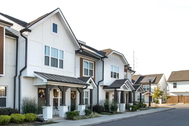 a front view of a large white building