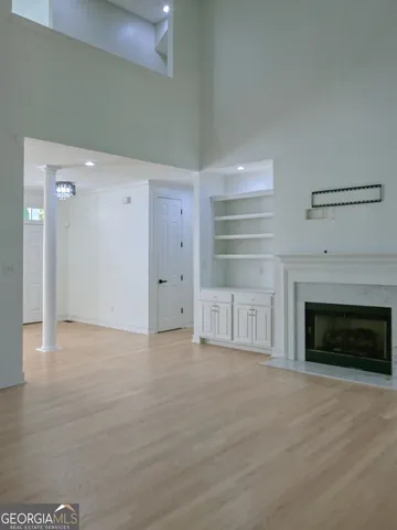 a view of a livingroom with a fireplace