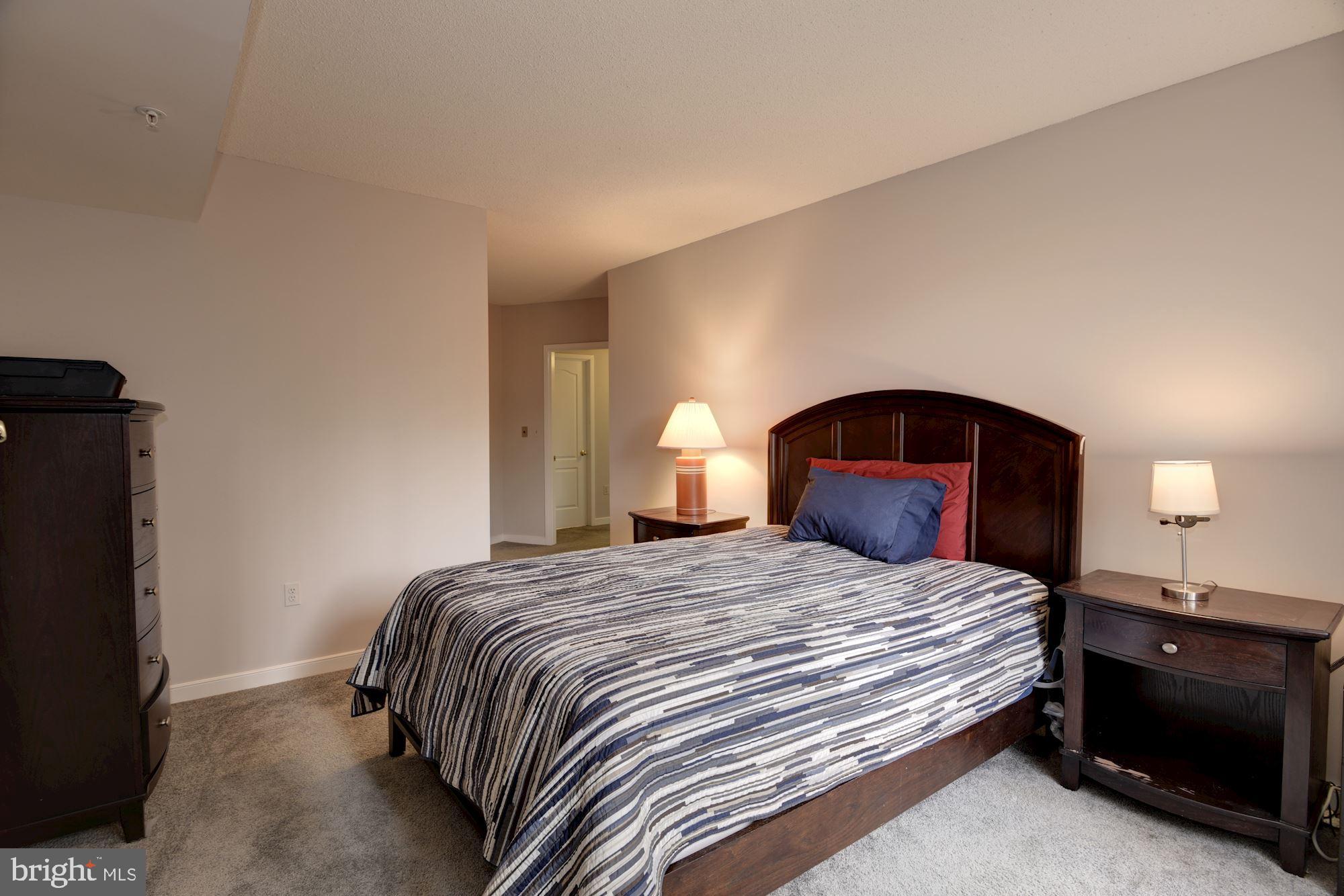 10001 Windstream Drive, Unit 404 Columbia, MD 21044 - Photo 13 of 29 a bedroom with a bed and a lamp