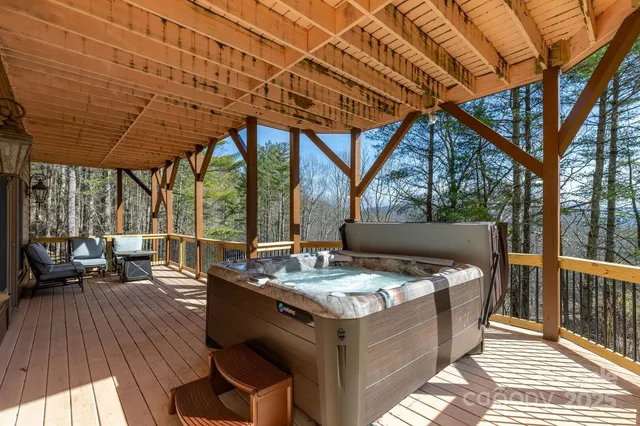 a view of balcony with furniture