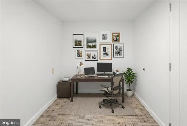 a workspace with furniture