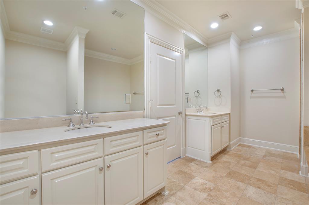6425 Bandera Avenue, Unit 2D Dallas, TX 75225 - Photo 4 of 8 Bathroom featuring vanity and ornamental molding