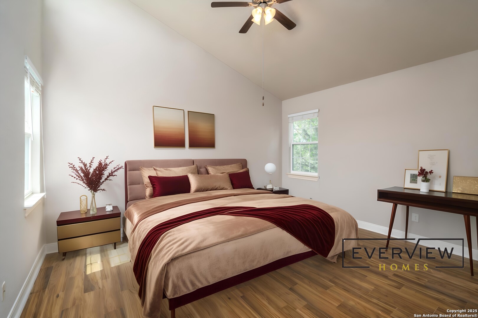 3067 View Ridge Drive, Unit 7 Spring Branch, TX 78070 - Photo 5 of 21 a bedroom with a bed and a chandelier