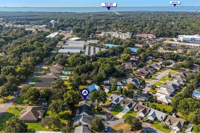 an aerial view of multiple house