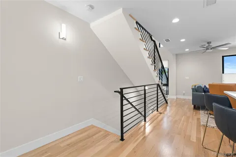 a view of entryway with wooden floor