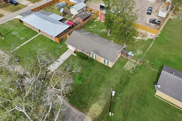 an aerial view of a house