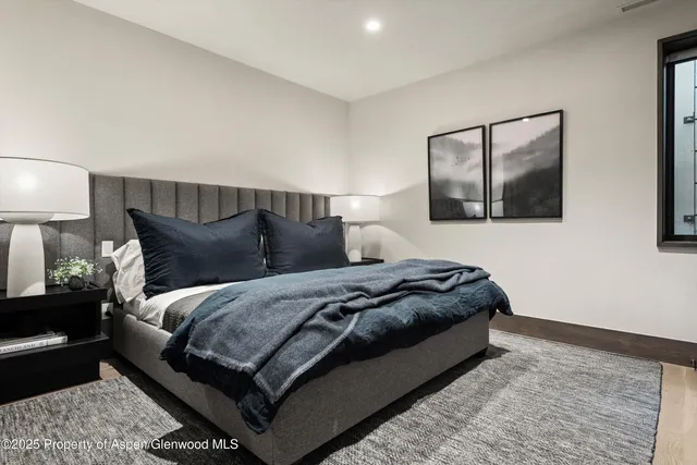a bedroom with furniture and a ceiling fan