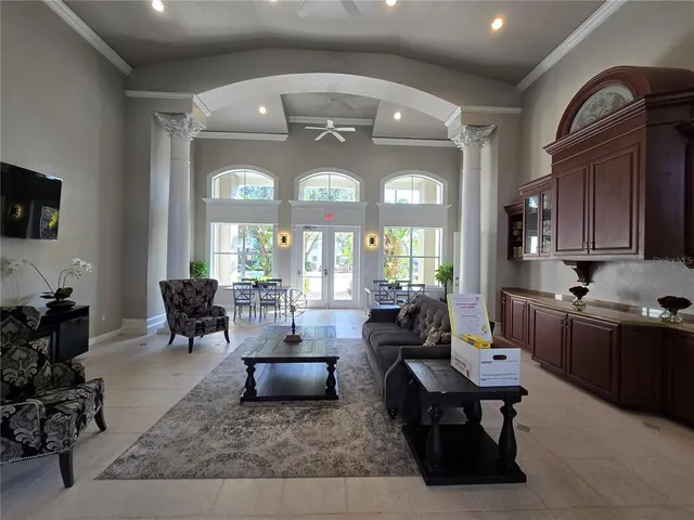 a living room with furniture