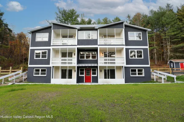 a front view of an apartment building