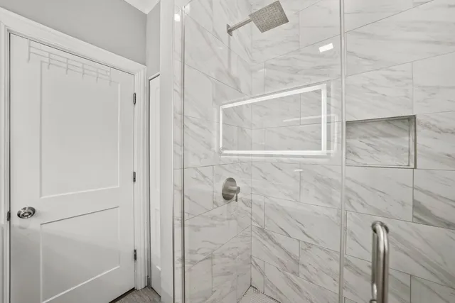 a bathroom with a shower