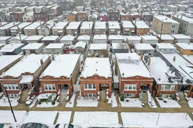 an aerial view of a large building