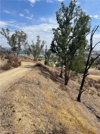 a view of a yard with mountain view