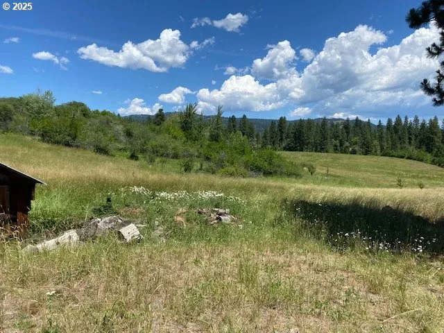 a view of a lake with green space