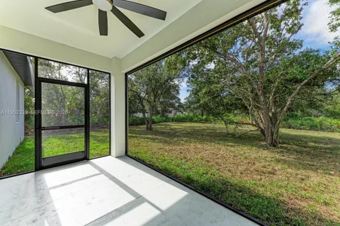 a view of a porch with a tv