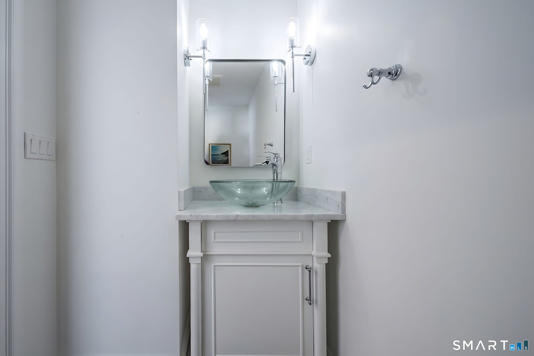 9 Sunset Ridge Drive Guilford, CT 06437 - Photo 16 of 40 a bathroom with a granite countertop sink and a mirror