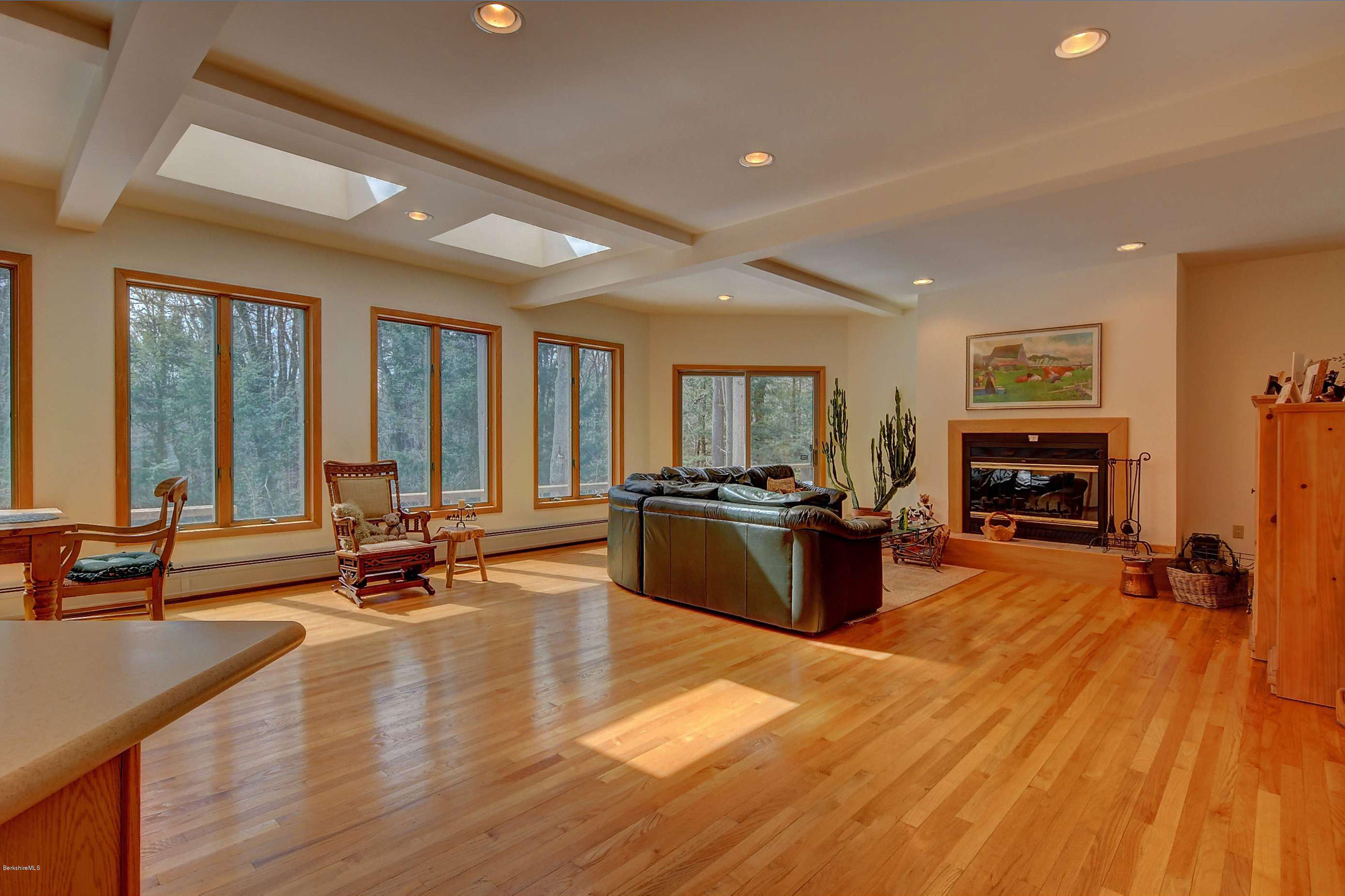 15 Bliven Road Otis, MA 01253 - Photo 5 of 30 a living room with furniture a fireplace and a flat screen tv