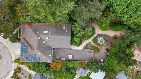 an aerial view of a house