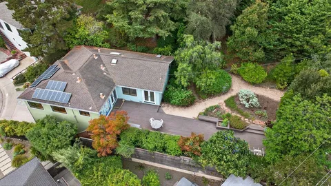 an aerial view of a house
