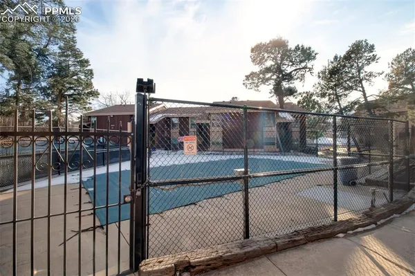 a view of a black gate