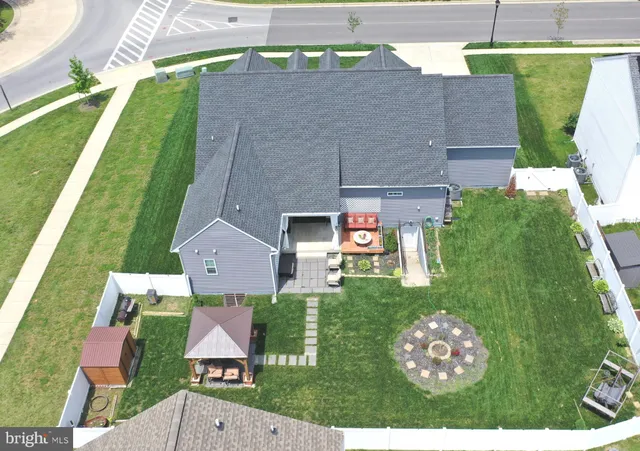 an aerial view of a house