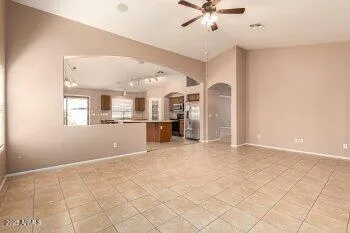 a view of a kitchen with furniture and a kitchen
