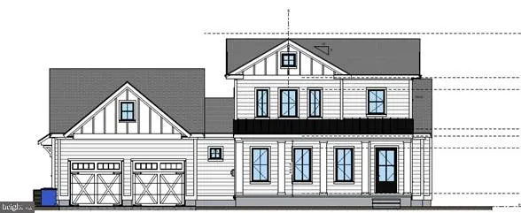 a view of a brick house with large windows