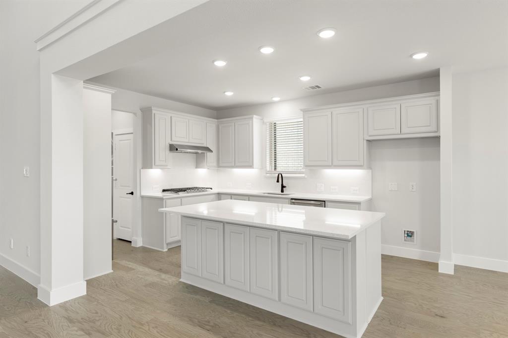 4213 Bellview Way Celina, TX 75009 - Photo 8 of 29 a kitchen with stainless steel appliances granite countertop a sink stove and refrigerator
