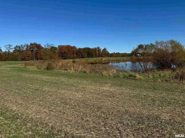 a view of a lake with houses in the background