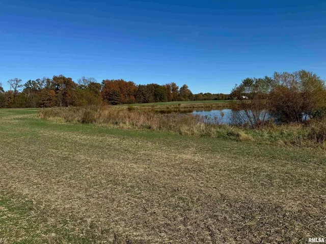 a view of a lake with houses in the background