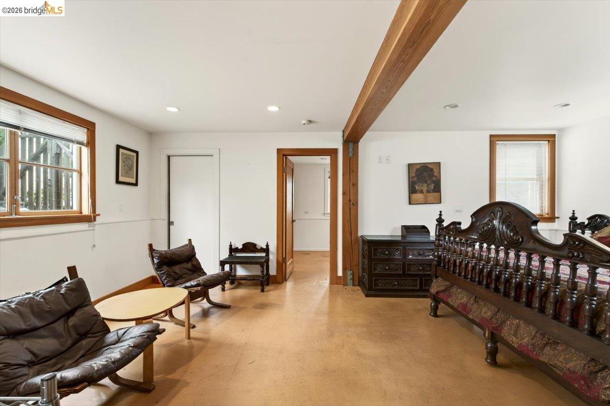 1013 Addison Street Berkeley, CA 94710 - Photo 29 of 57 Bedroom featuring multiple windows, beam ceiling, and recessed lighting