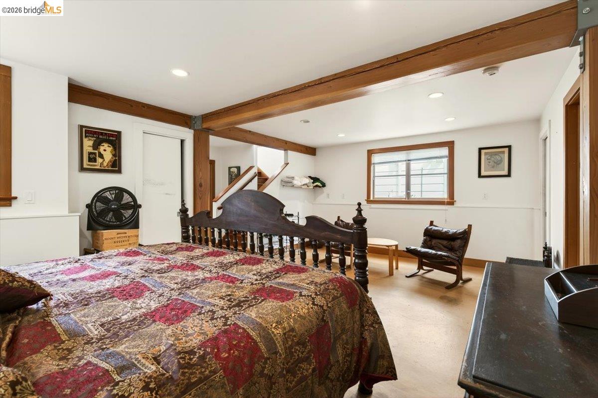 1013 Addison Street Berkeley, CA 94710 - Photo 33 of 57 Bedroom featuring beam ceiling and recessed lighting